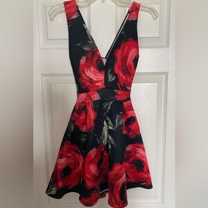 Charlotte Russe Red and Black Floral Dress